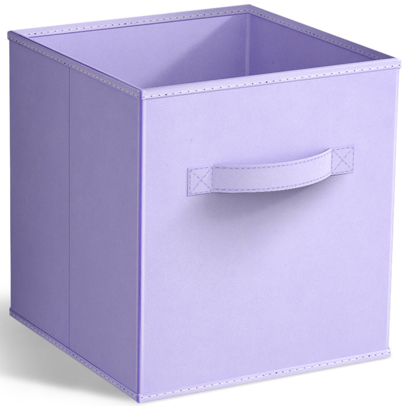 11" Foldable Fabric Storage Cube Bins with Handles, Pastel Purple
