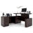 66.93" L Shaped Executive Standing Desk With File Cabinet-626097633