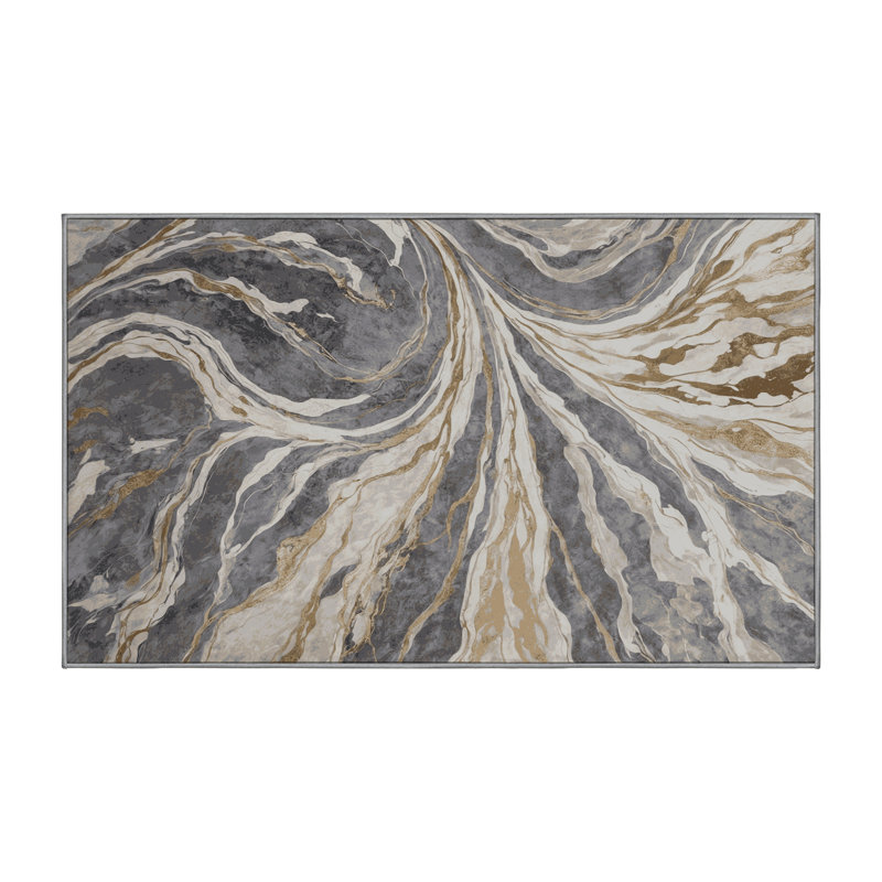 Tapis gris soyeux et moelleux, Rectangle 7 pi x 10 pi