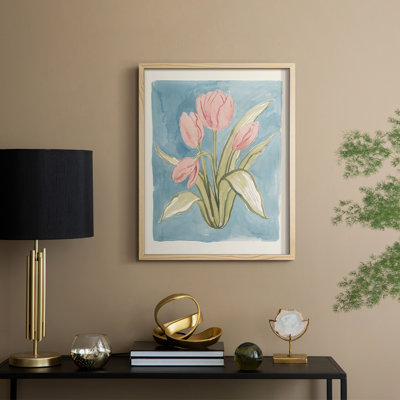 Tulip Watercolor Sketch II Framed Print - Solid Wood