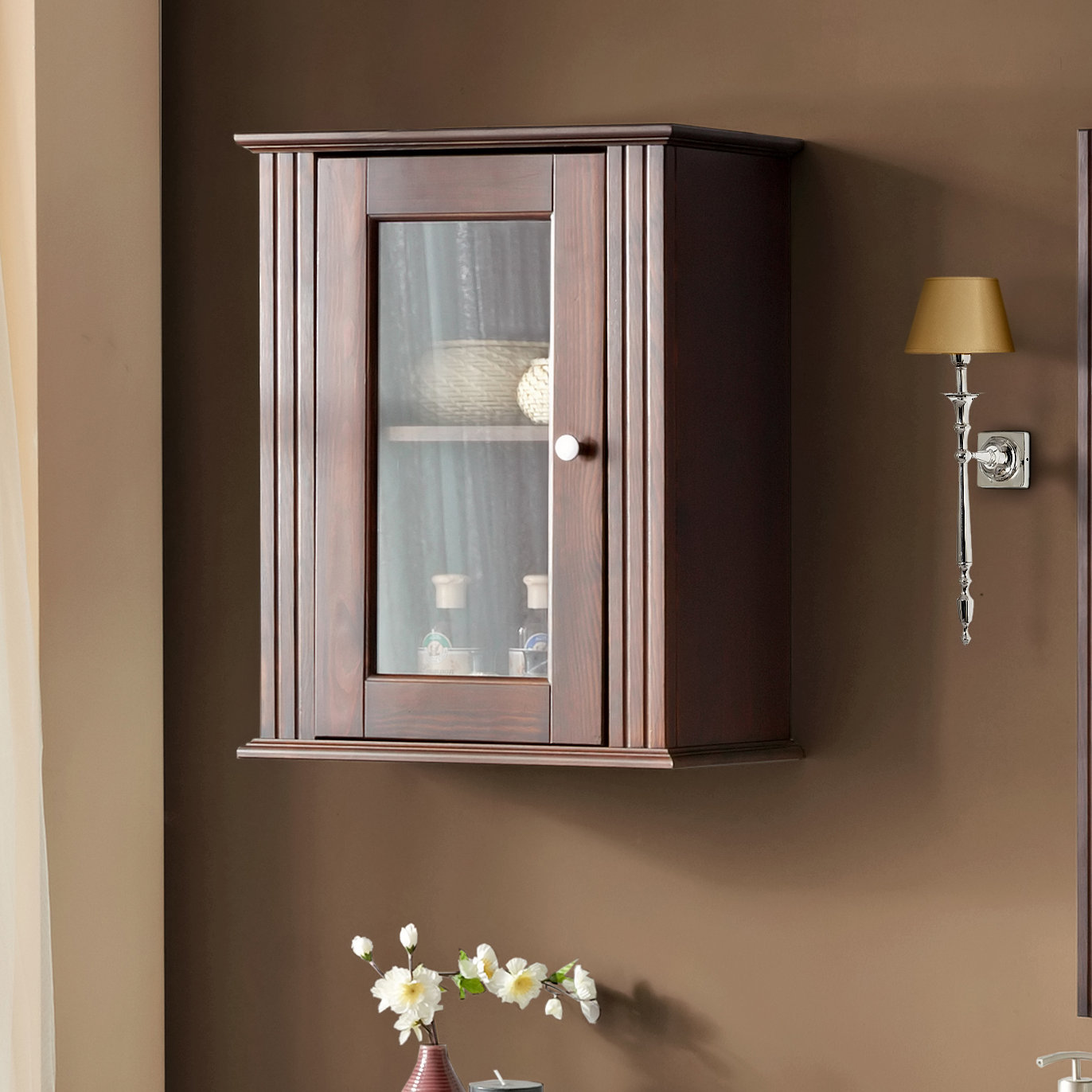 Mahogany bathroom store wall cabinet