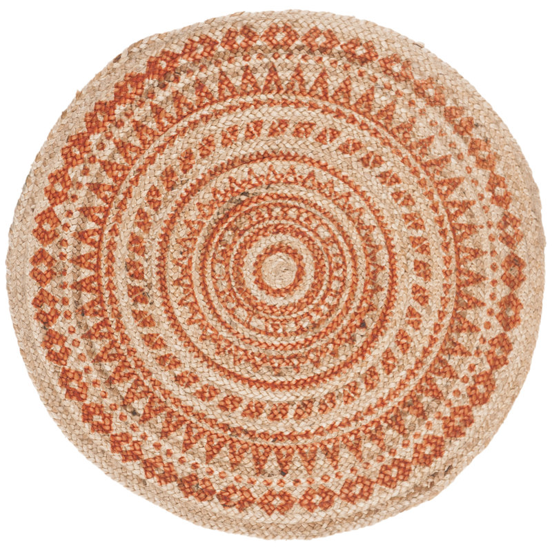 Desroches Hand Woven Jute Oriental Rug, Round 4' x 4'