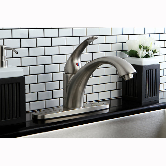 Kingston Brass Vintage Single-Handle 2-or-4 Hole Deck Mount Kitchen Faucet, Brushed Nickel, With Spray
