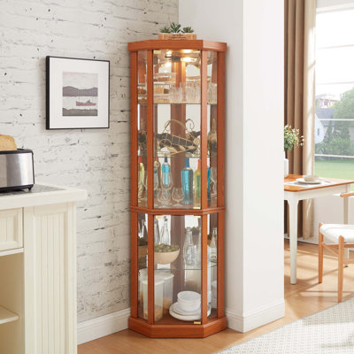 Vitrine de coin en verre avec dessus réfléchissant
