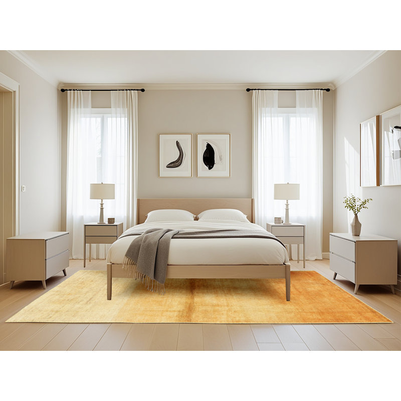 Tapis contemporain jaune, Rectangle 5 pi x 8 pi