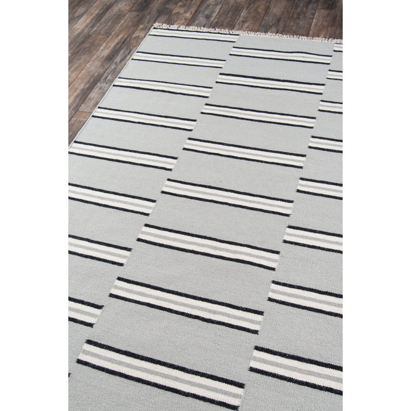 Thompson Wool Geometric Area Rug in Gray, Rectangle 7'6" x 9'6"