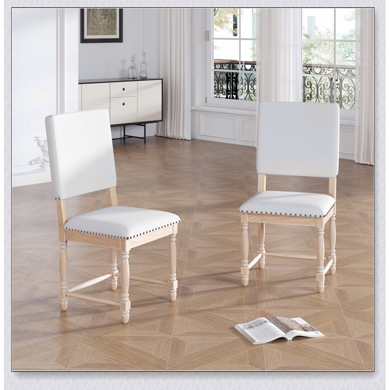 Chaises de salle à manger rembourrées 2 pièces Vintage, Naturel, Naturel