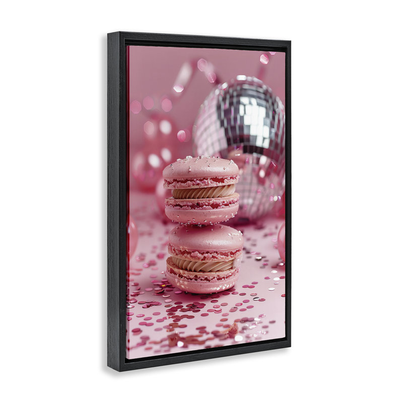 Cadre flottant rose Macaron Disco, design par LSR Design Studio, H 25 po x l 17 po, Cadre flottant noir de jais