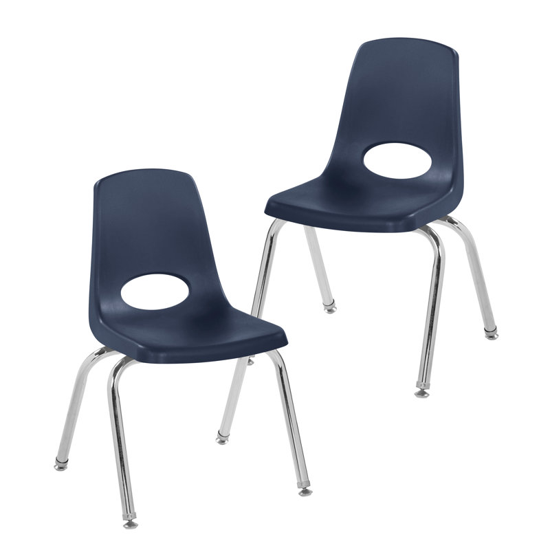 Chaise empilable 16 po avec glissières pivotantes, 2 pièces, Marine, 16"