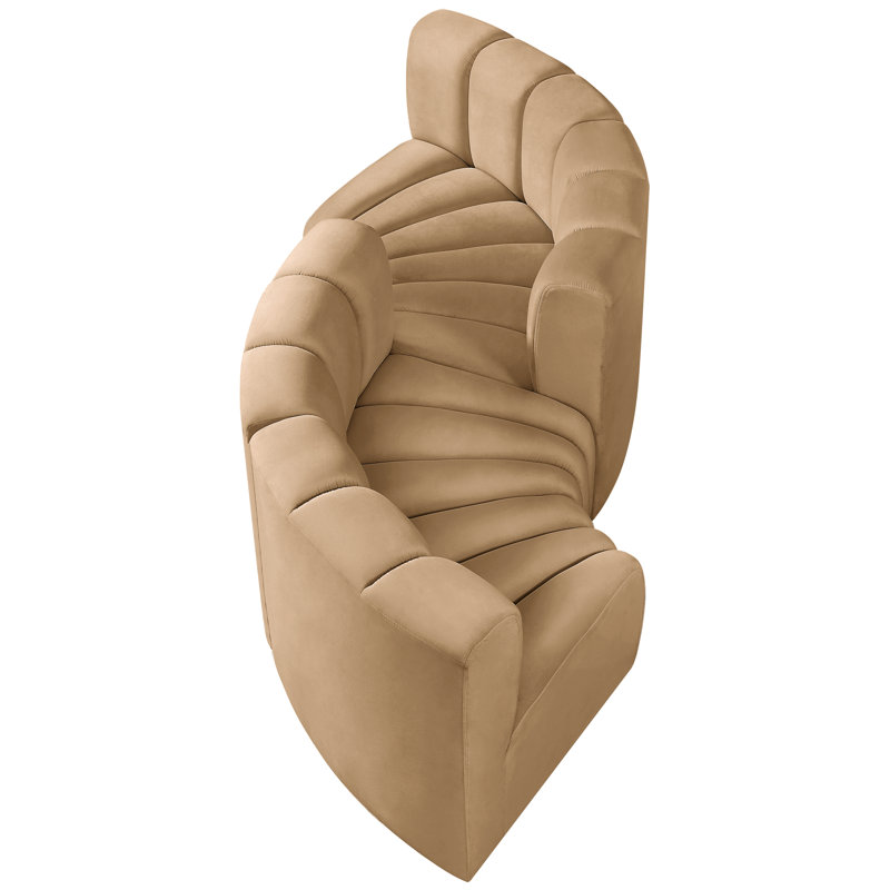 Iyra Upholstered Curved Sectional Reversible, Camel Velvet