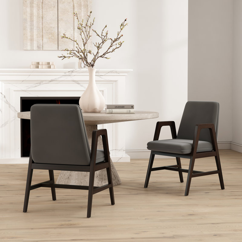 Chaise de salle à manger rembourrée en velours Stella, Graphite