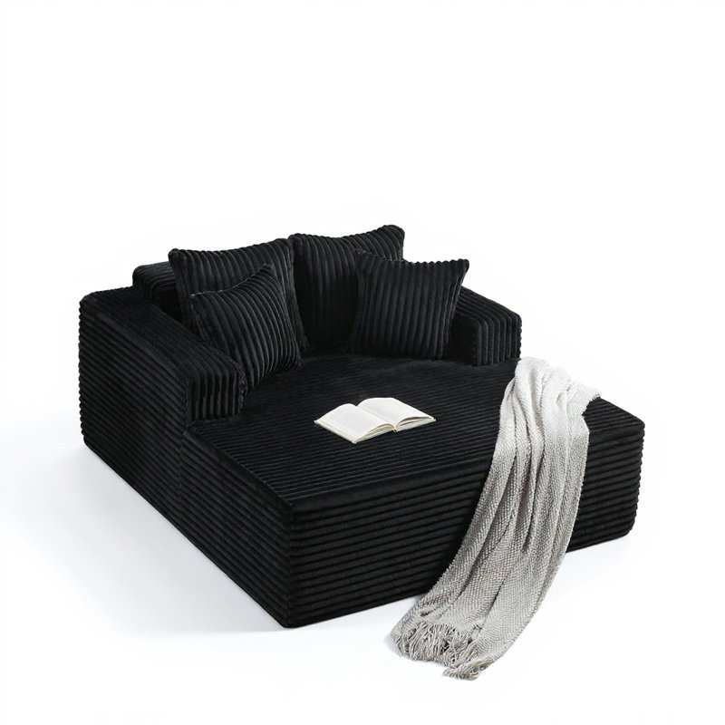 Chaise longue surdimensionnée de 54,3 po avec 4 coussins d'intérieur, Chameau