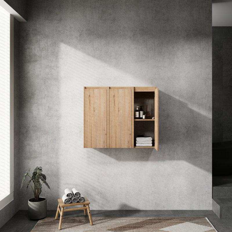 Armoire murale de salle de bain 12 po, 3 portes à fermeture douce, ajoute du style à l'unité de rangement, pour une utilisation optimale