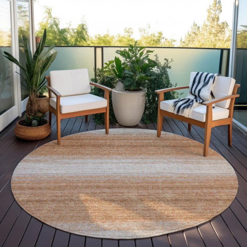 Nira Orange Washable Indoor-Outdoor Rug - , 8' x 8'