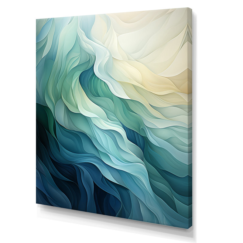 «Gree And White Sway Wave Serenity IV», art mural géométrique, Toile tendue, H 32 po x l 16 po x P 1 po