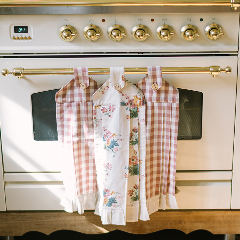 Ensemble de 3 serviettes de cuisine en coton à volants Rosehill Cottage