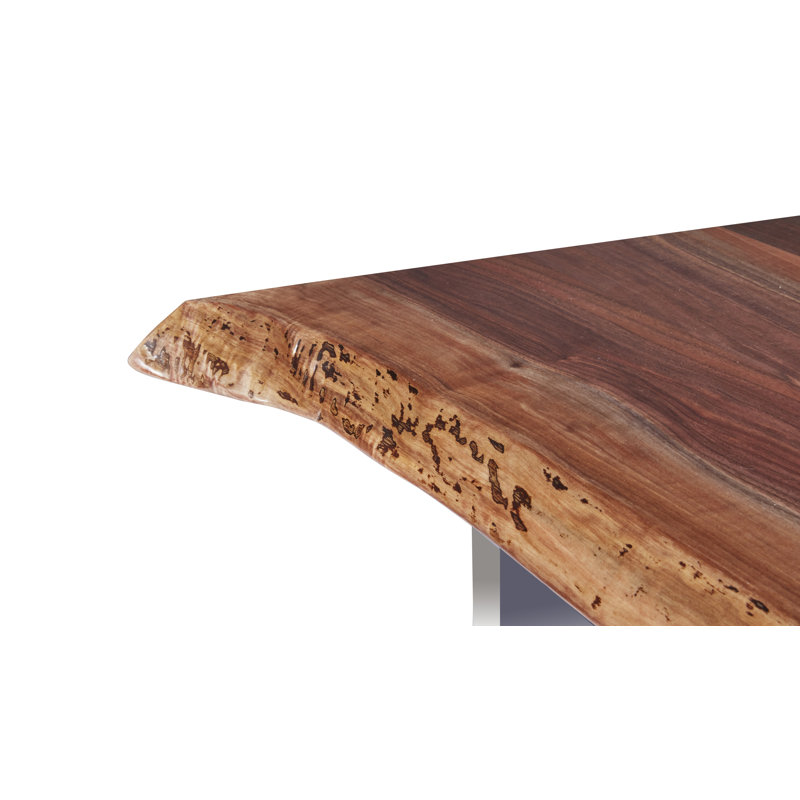 Live Edge Solid Wood Top Writing Desk, Crotch Walnut