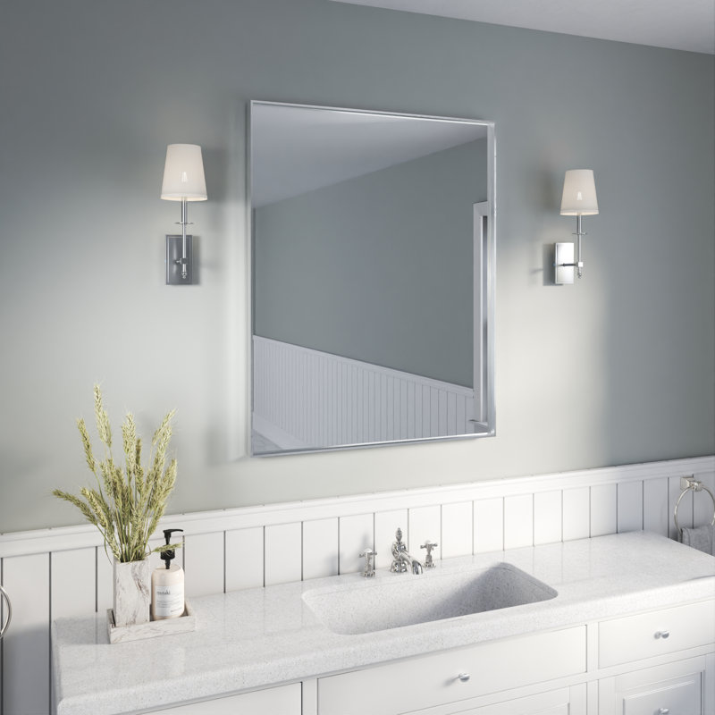 Aluminum Right-Angle Framed Mirror – Sleek Rectangular Wall Accent Mirror with Rust-Resistant Welding Frame, 32" x 40"