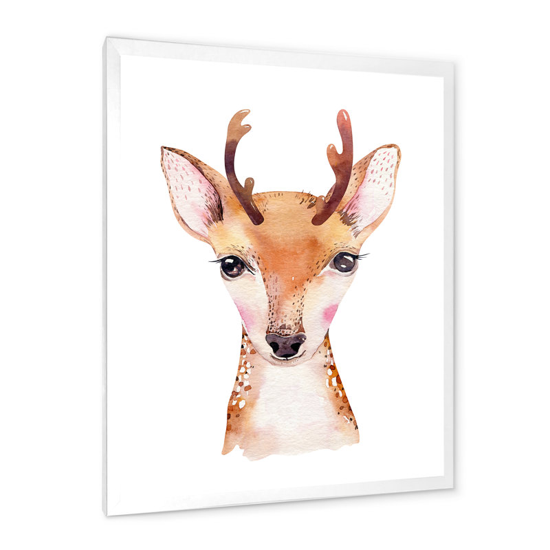 Mignon portrait d'antilope II - peinture, H 12 po x l 8 po x P 1 po, Cadre photo blanc