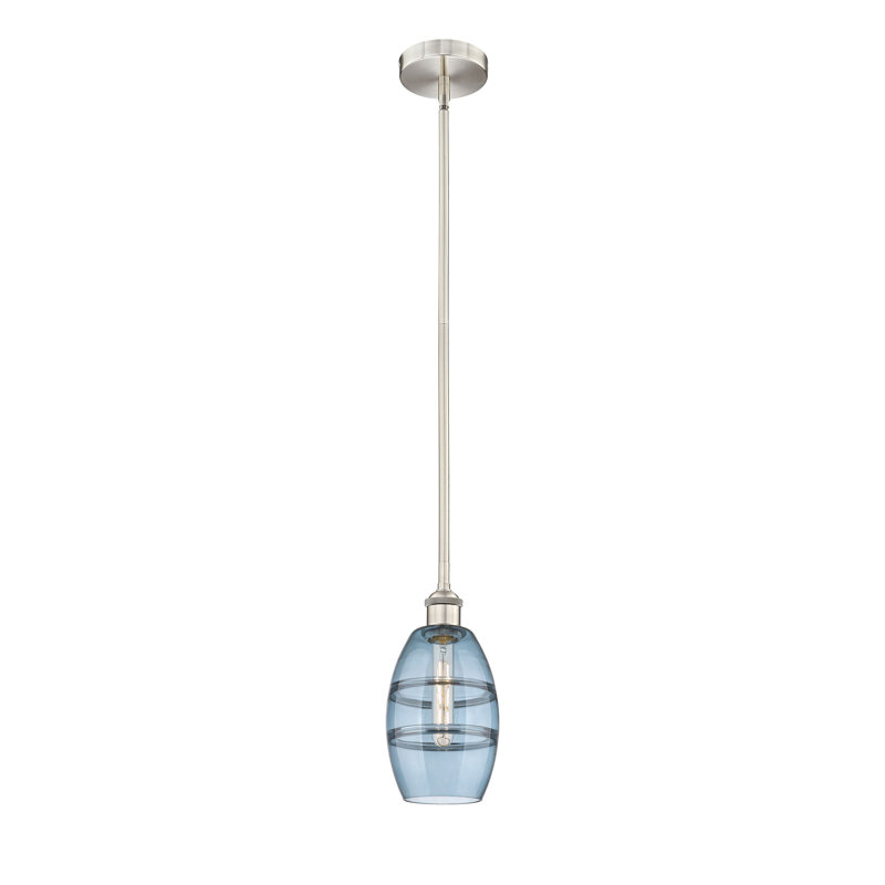 Mini-luminaire suspendu avec tige 10 "Edison Bettylou - 616-G557, H 7,63 po x l 5,88 po x P 5,88 po, Bleu princesse