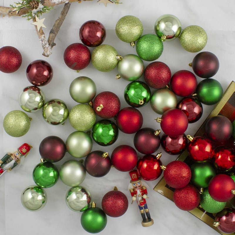 Boules de Noël incassables 2,5 po (60 mm), Rouge / bourgogne / vert