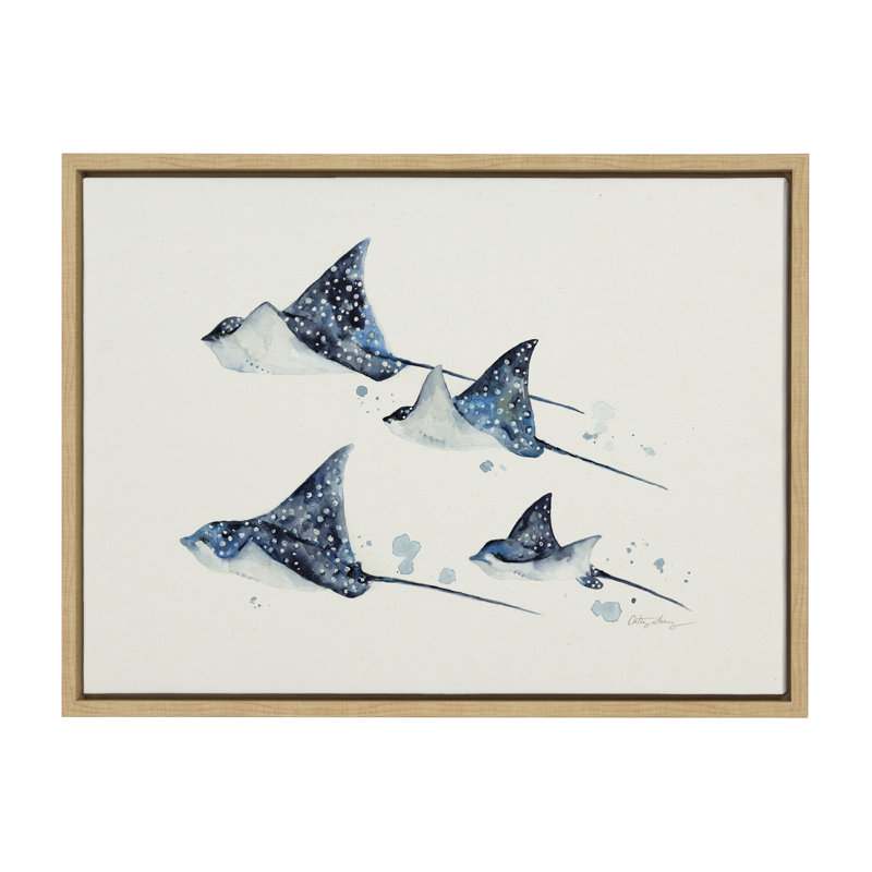 Eagle Spotted Ray Family by Cathy Zhang Framed Canvas Wall Art Print
