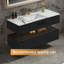 Meuble-lavabo flottant 48 po, plateau en pierre reconstituée, 2 tiroirs à fermeture en douceur, veilleuse, finition noir mat-459421492