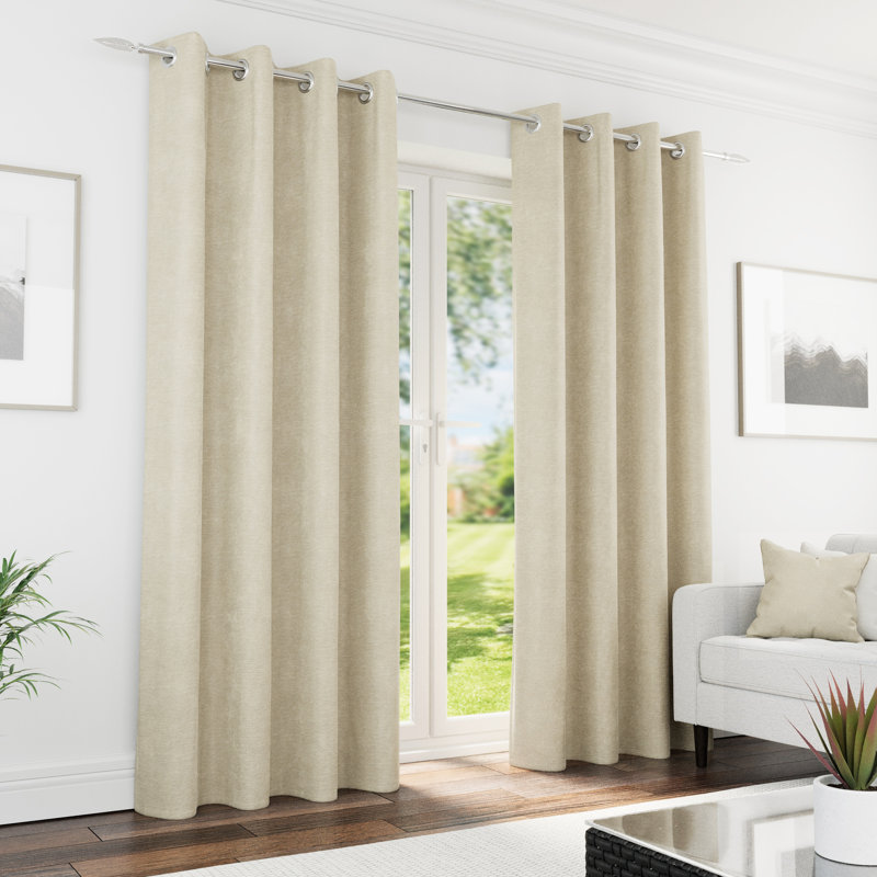Blackout Curtain Panel Pair, Cream, 117cm Width x 137cm Drop