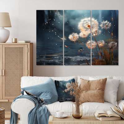 Dandelion Dreams Flight on Canvas, reproduction de 3 pièces