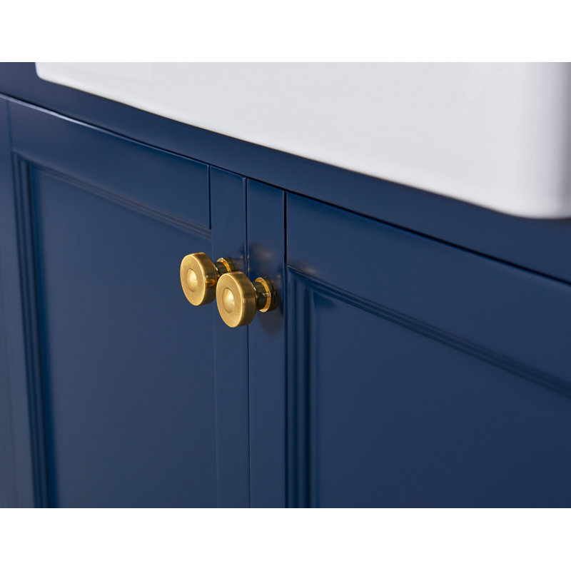 Adeline 36'' Single Bathroom Vanity with Carrara Marble Top, Heritage Blue