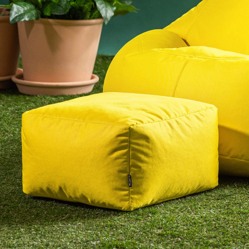  38Cm Round Pouffe Ottoman, Ochre Yellow