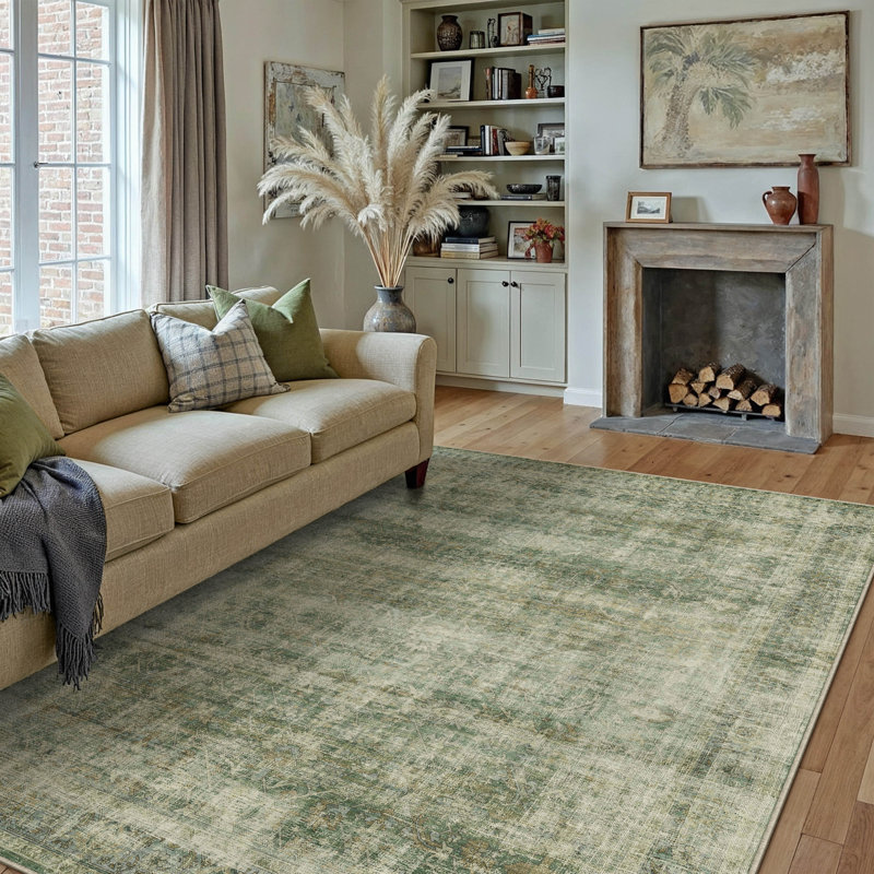 Tapis lavable rétro avec envers antidérapant Elias, Rectangle 5 pi x 7 pi