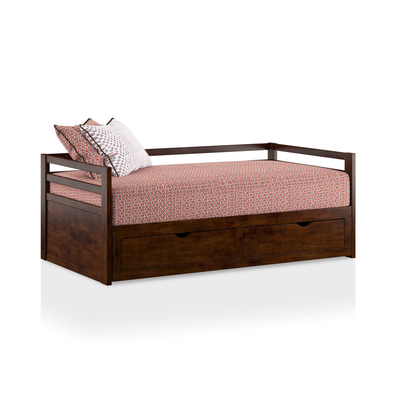 Lit de jour simple avec couchette Elias, Noyer foncé