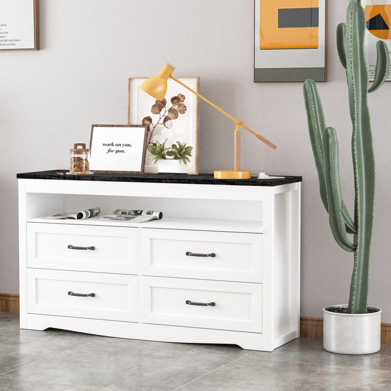 Commode 4 tiroirs Tatyona, Blanc
