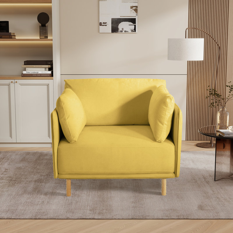Fauteuil d'appoint rembourré 39,15 po avec coussins, Polyester jaune