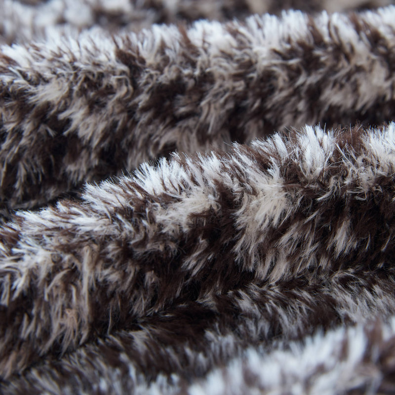 Madison Park Blue Ombre Knit Fur Throw, Brown Ombre