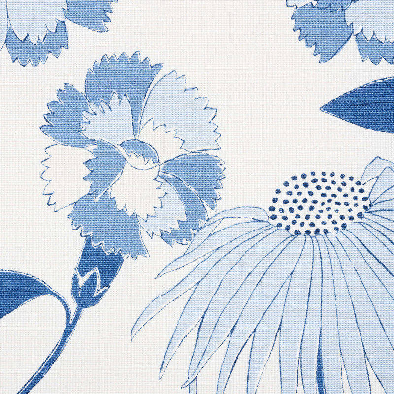 Schumacher x Celerie Kemble Bouquet Toss Fabric, Afternoon Blue