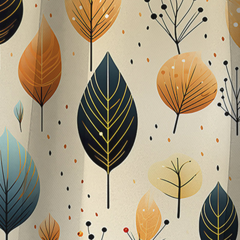 Modern Leaf Patterns II Polyester Blackout Single Curtain Panel Single Panel, 52" W x 63" L