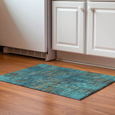 Premium Machine Washable Prisco Teal Rug