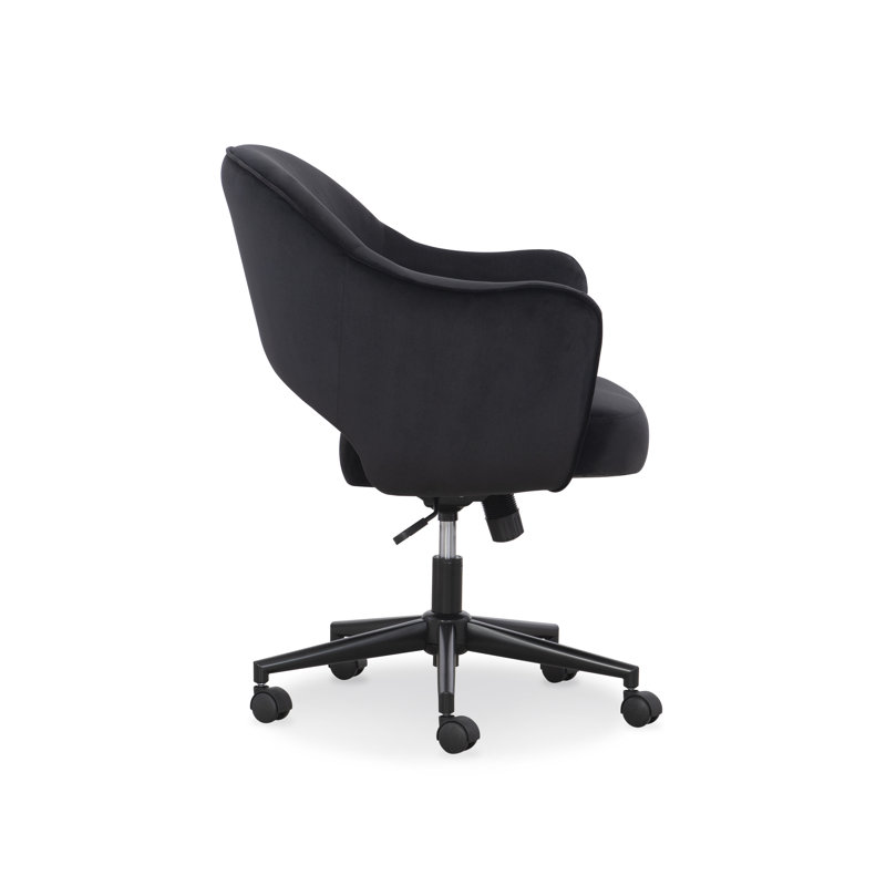 Black Faux Velvet Swivel Task Chair