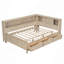 Lit de jour en bois avec tablettes de rangement et 3 tiroirs-1743870685