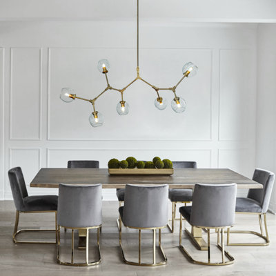 Andea 7-Lights Sputnik Modern Linear Bubble DIY Chandelier With Clear Glass Shade
