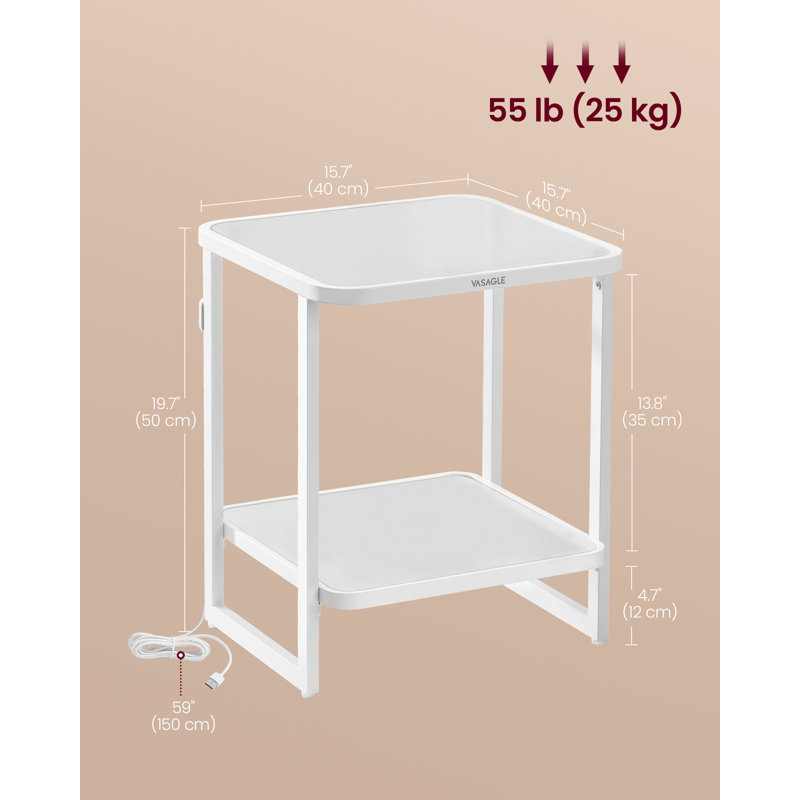 2-tier Side Table With Led Lights