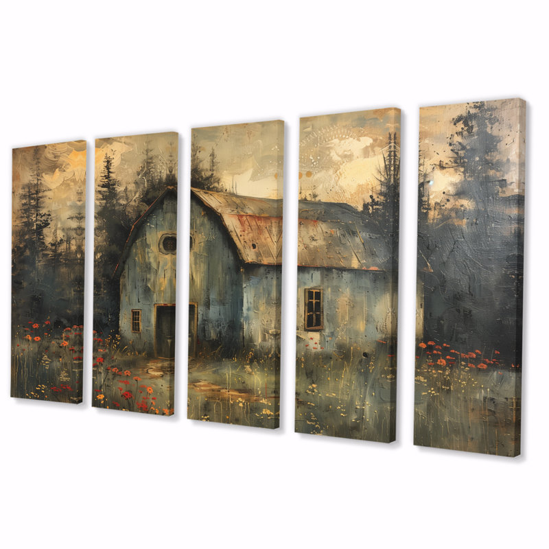Ensemble de reproductions d'art murales grises et rouges, H 32 po x l 80 po