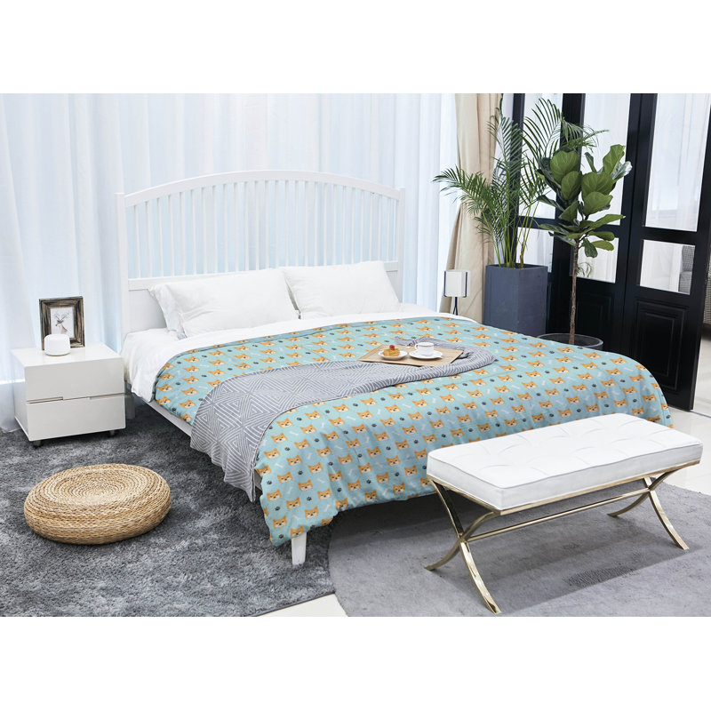 Édredon réversible simple Katelyn Elizabeth Shiba Inu, Édredon très grand, Bleu sarcelle
