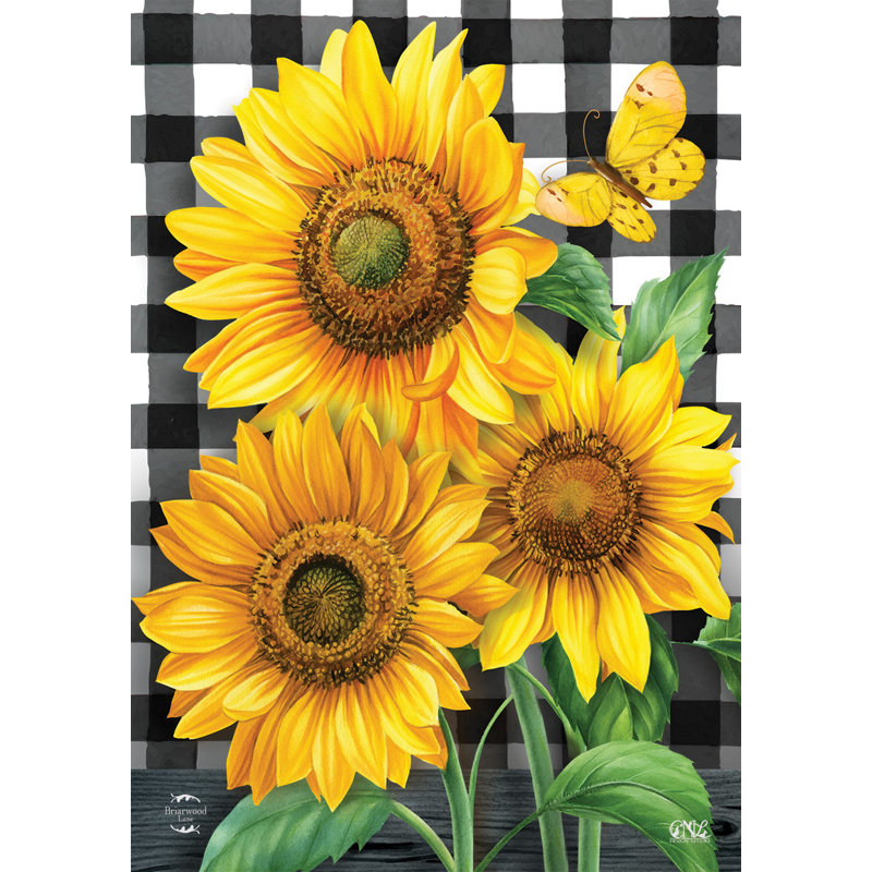 Drapeau de maison d'été à carreaux tournesols