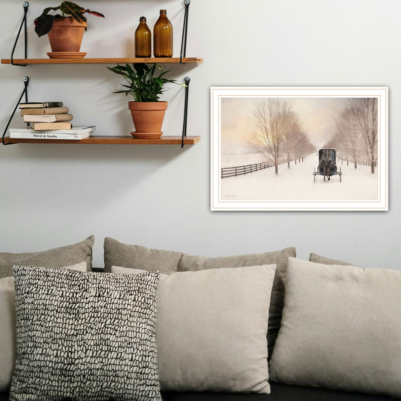 Illustration murale Snowy Lane: ajoutez du caractère à votre chambre à coucher. Matériaux. 20 po x 14 po, impression artistique suspendue 3 lb: cadre blanc Améliorez.