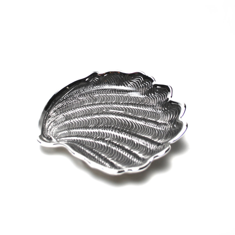 Conchiglia Glass Decorative Tray, Ice Gray
