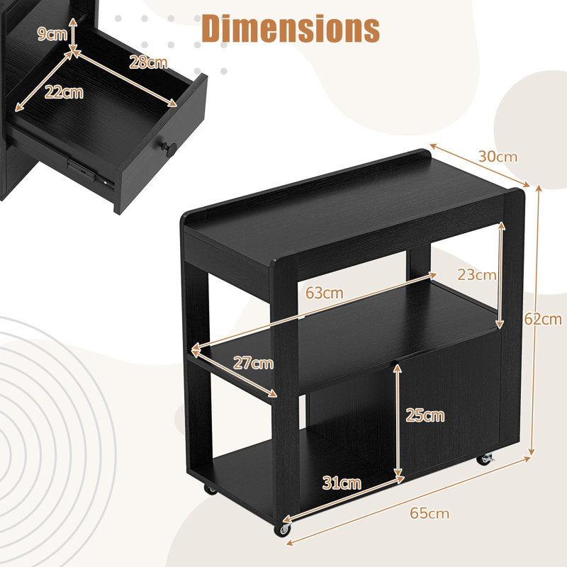 30cm W Manufactured Wood Bedside Table