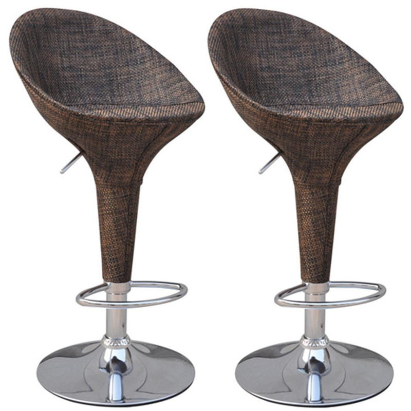 Island Breeze Rattan Wicker Adjustable Swivel Bar Stool - Set of 2